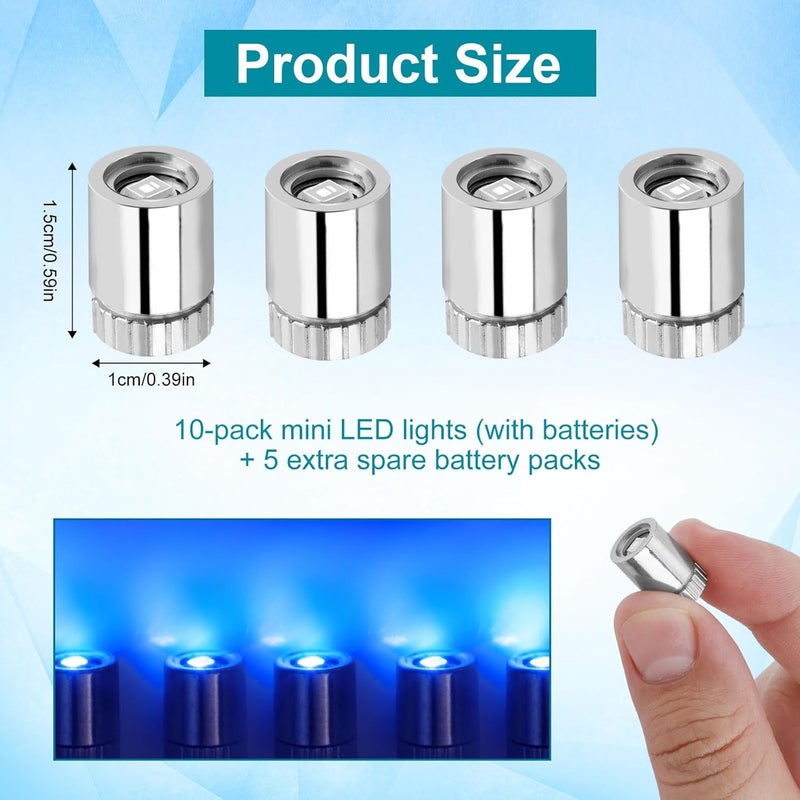 BTFO 10pcs Mini LED Lights for Crafts, Small Battery Powered Balloon Miniature Micro Electric LED Lights for Paper Lantern Party Decoration Crafts Models Dollhouse Accessories (Blue Light) - Image 2